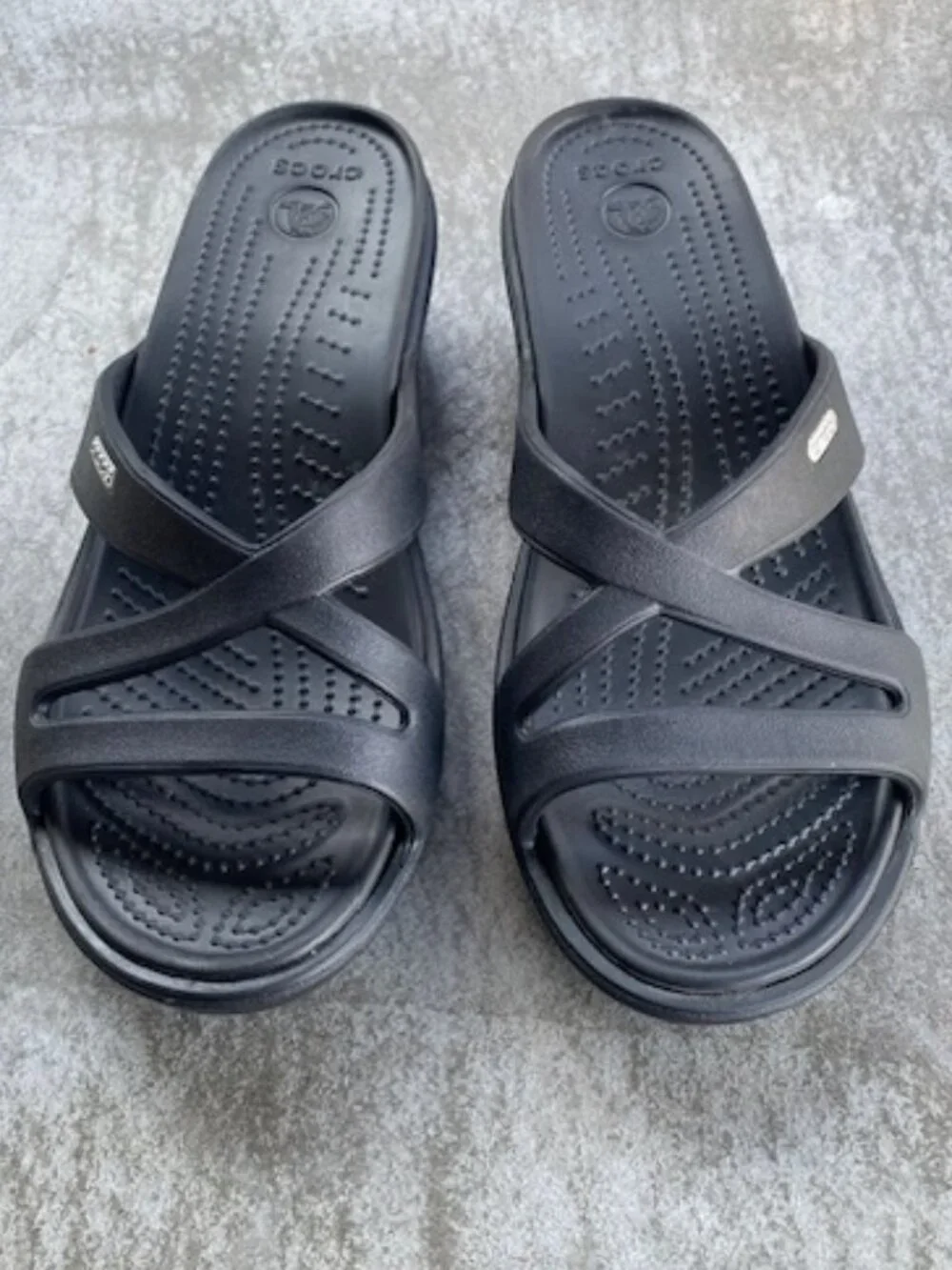 CROCS Women's Black Slip-On Strappy Sandals Size 10
